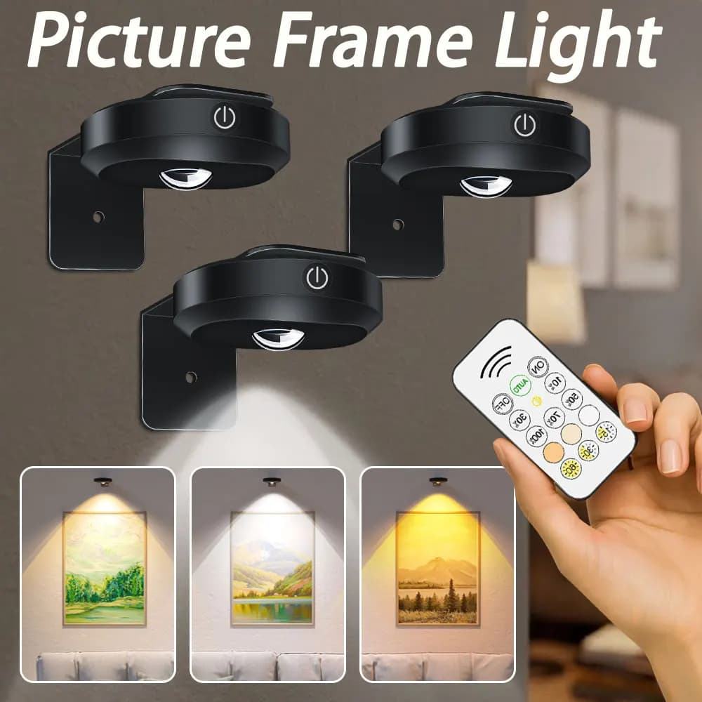 1200mAh RGB Rechargeable Puck Light Remote Dimmable Picture Lamp Magnetic Fixture for Wall Art Shelf Kitchen Wine Cellar Decor