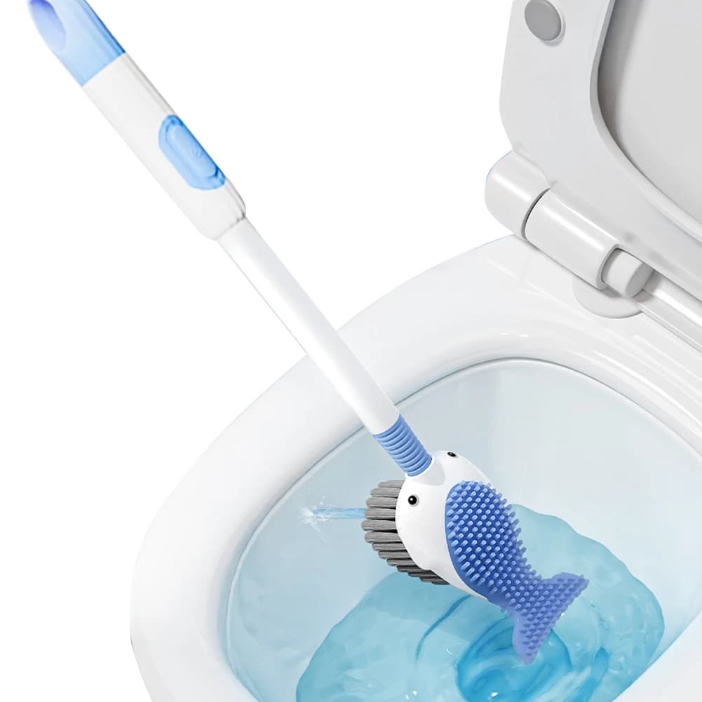Spazzola per pulire la tazza del WC montata a parete con supporto Scopino per WC con animali dei cartoni animati Dispenser con manico ricaricabile Accessori per il bagno