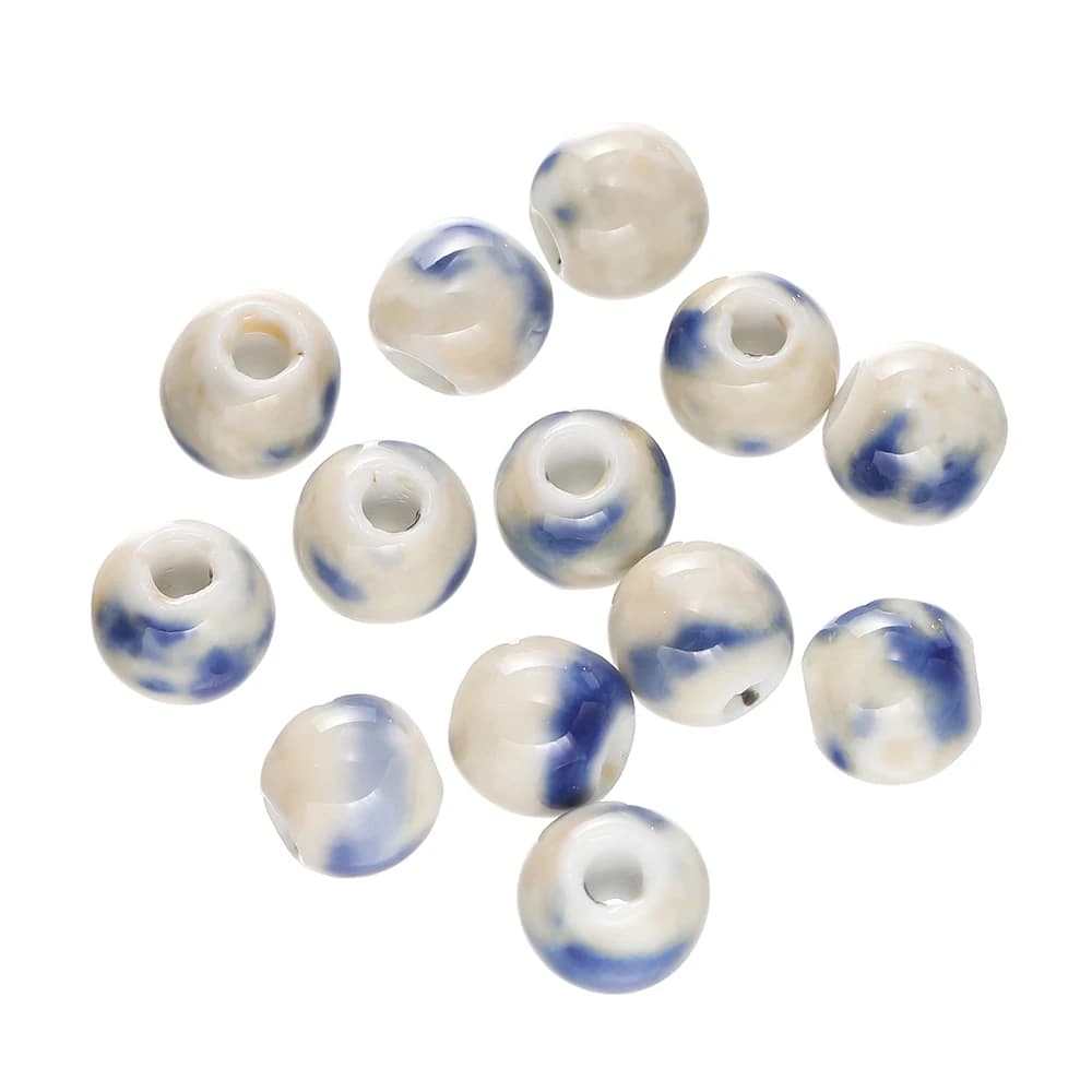 50 pz 6/8/10mm perline di ceramica classiche distanziatore perline rotonde allentate per collana fai da te braccialetto orecchini gioielli che fanno accessori