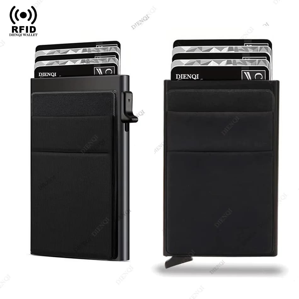 Porta carte di credito Pop-Up con blocco Rfid sottile Mini portafogli sottili minimalisti portafogli in metallo per carte di credito per uomo Carteras Choice
