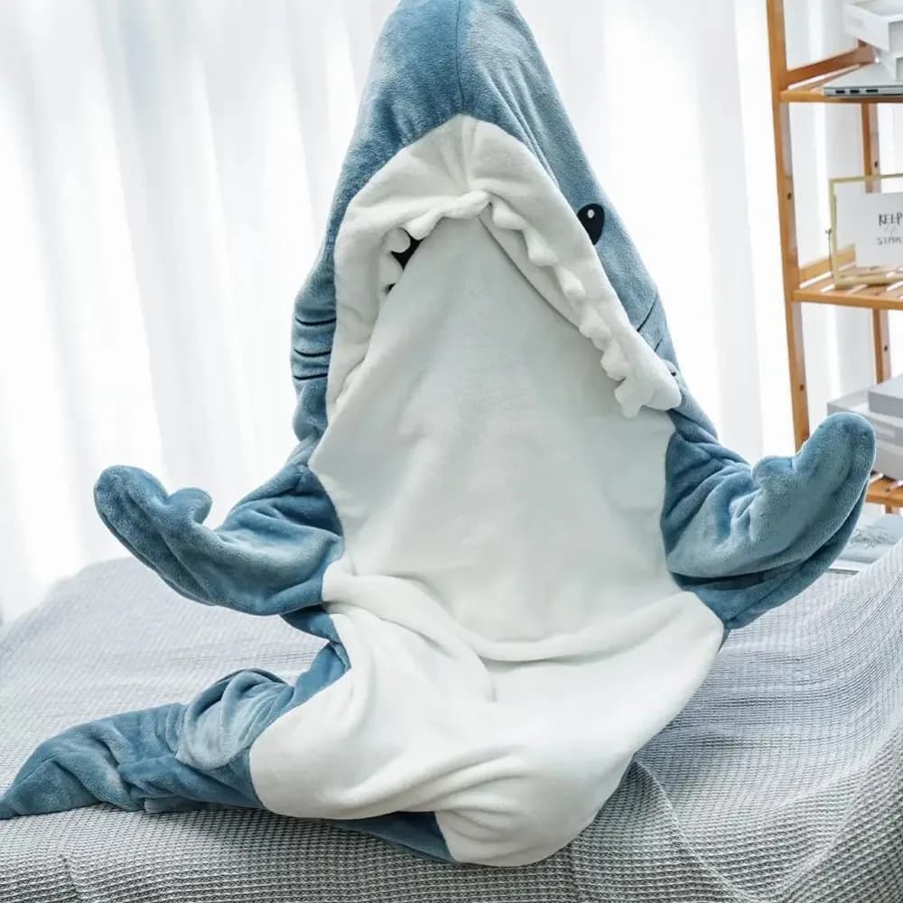 Shark blanket Sleeping bag for adult cartoons Sleeping bag with shark tutina Pigiama with cap Hot Flannel Funny Homewear Winter hot blanket