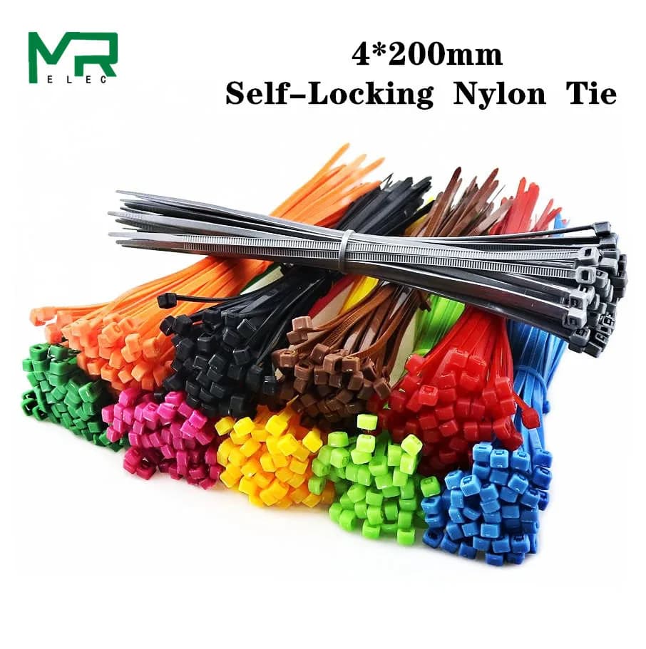 100/lotto 4*200mm larghezza 3.3mm Fascette per cavi in nylon di plastica autobloccanti standard di fabbrica colorata, fascetta per cavi 4x200