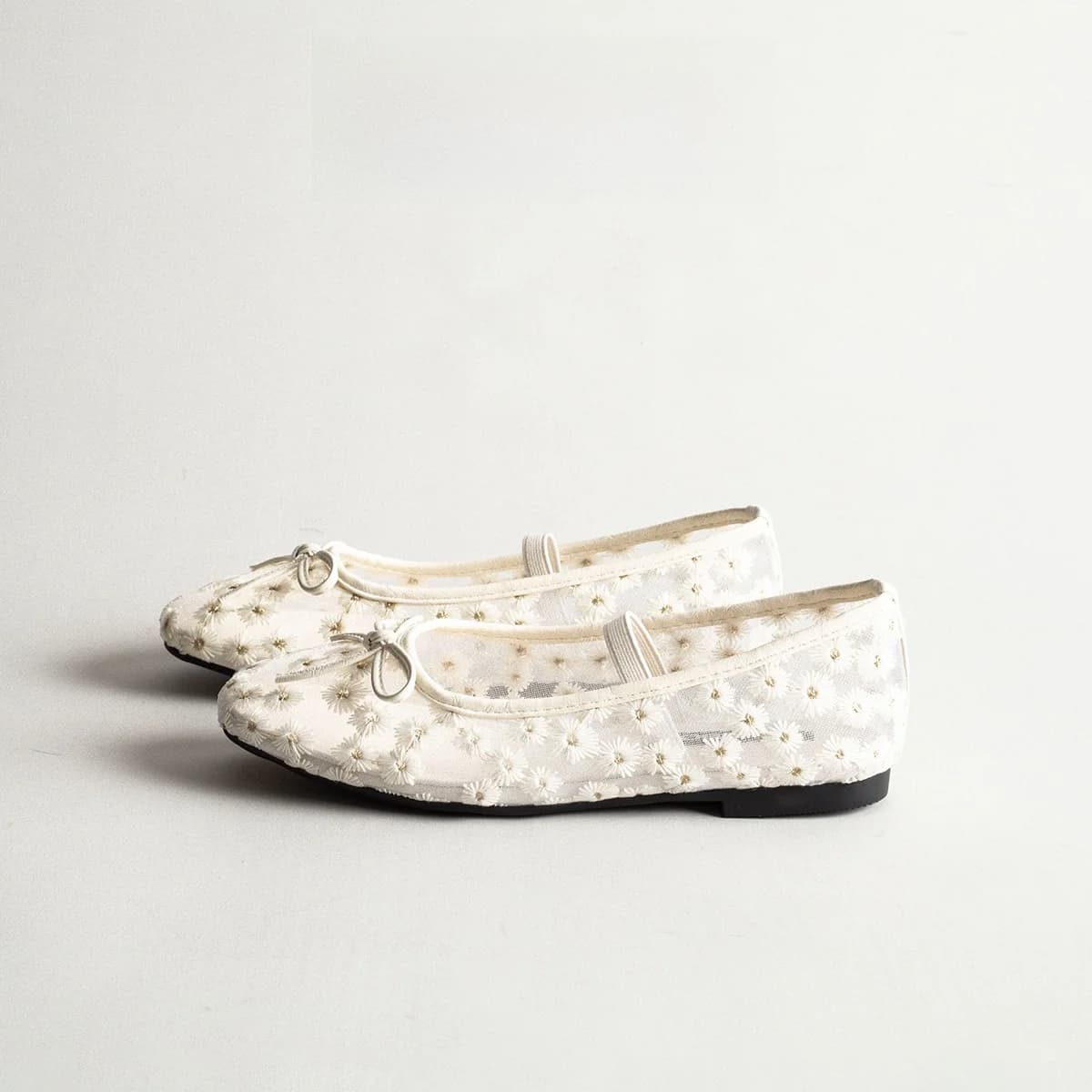 Ballet Mary Jane Flat Shoes Women's Knot Flower Design Breathable Soft Rubber Summer New Arrival Casual Loafers