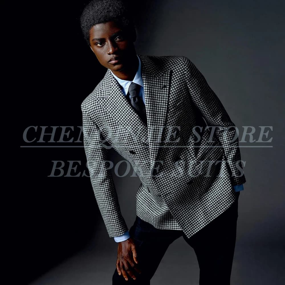 Bespoke Double Breasted Suits for Men 2026 Loose Fit Peak Lapel 2 Piece Jacket Pants Outfits Fashion Dinner Tuxedos