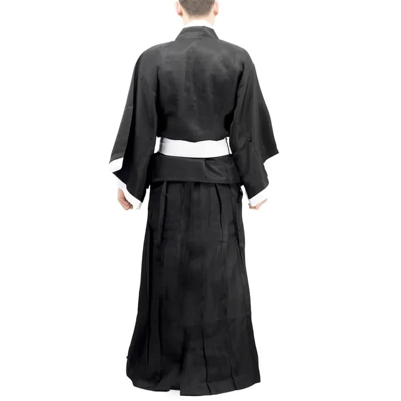 COSMen's Japanese Samurai Kimono Yukata Bathing Robe with Hekoobi Belt Cotton Loose Style Sauna Wear Homewear Long Gown