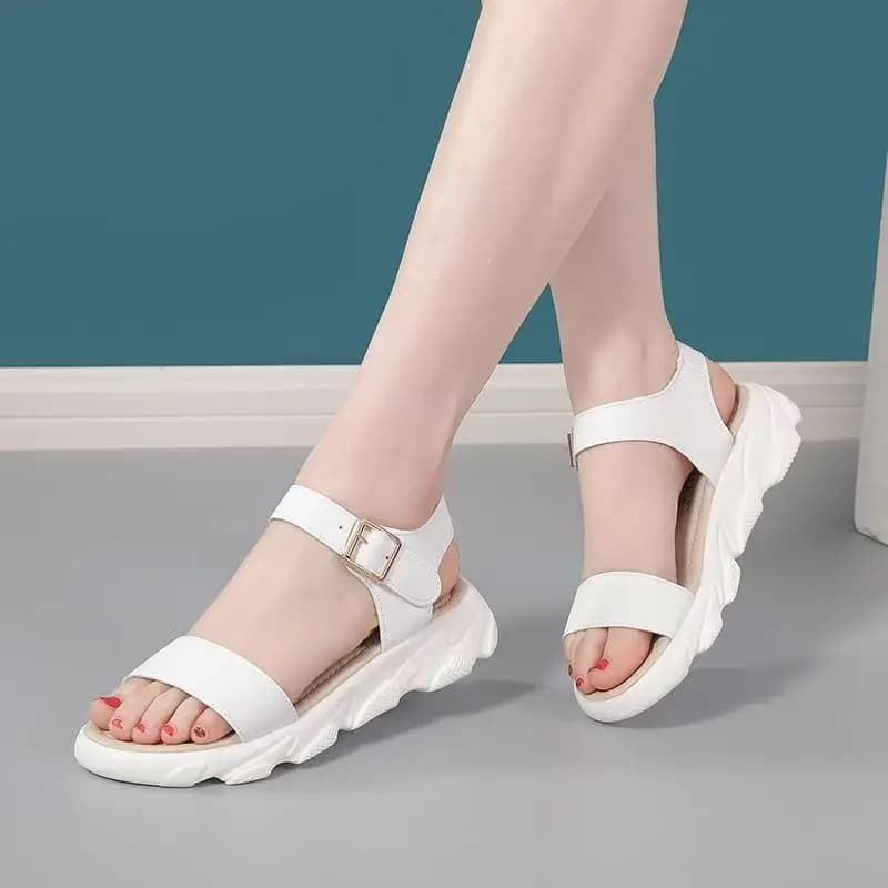 Women Summer New Wedges Big Size One Word sandals Thick Sole Non Slip Light Velcro Outdoor Beach Sandal Casual Sports Sandals