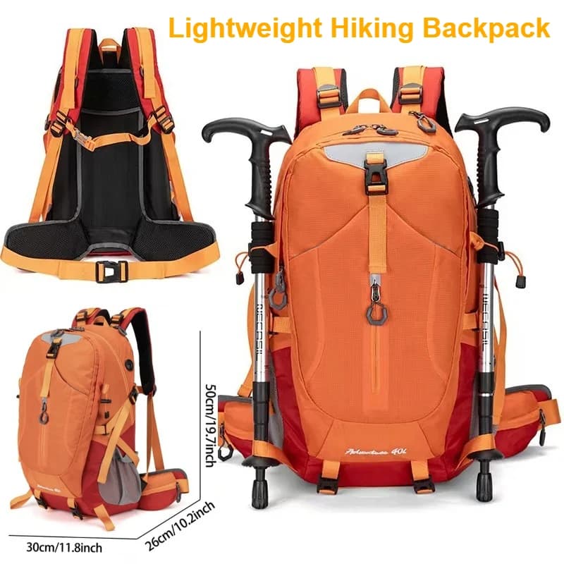 Zaino Impermeabile da 40L per Escursionismo, per Uomo e Donna, Borsa da Viaggio e Campeggio per Laptop, Zaino per Trekking e Arrampicata