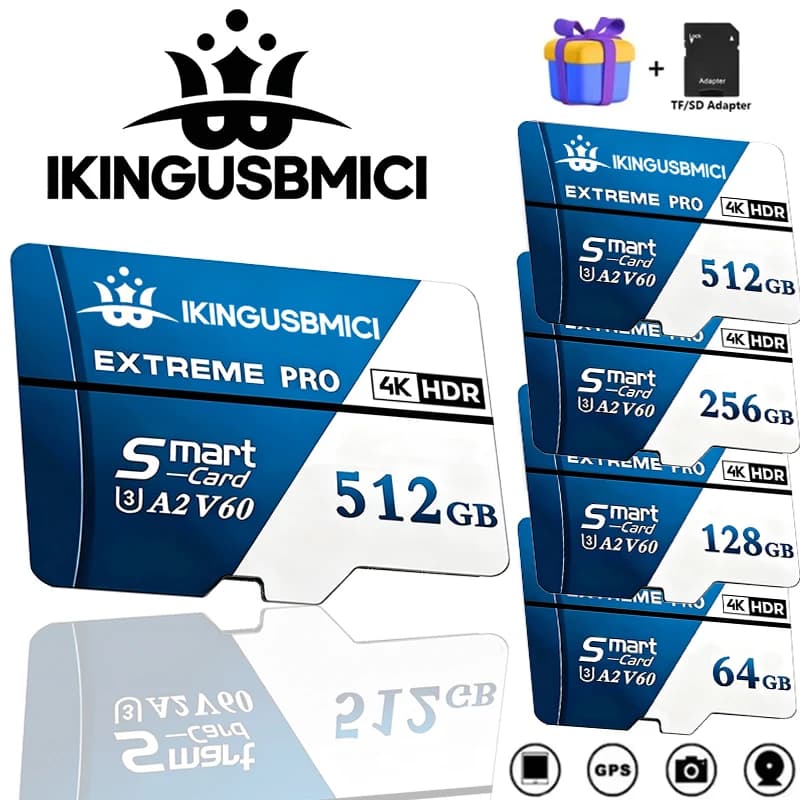 Class 10 Micro TF 512GB 256GB Memory High Speed Flash A2 128GB 64GB Mini TF SD Card for Smartphone Camera Mobile Storag