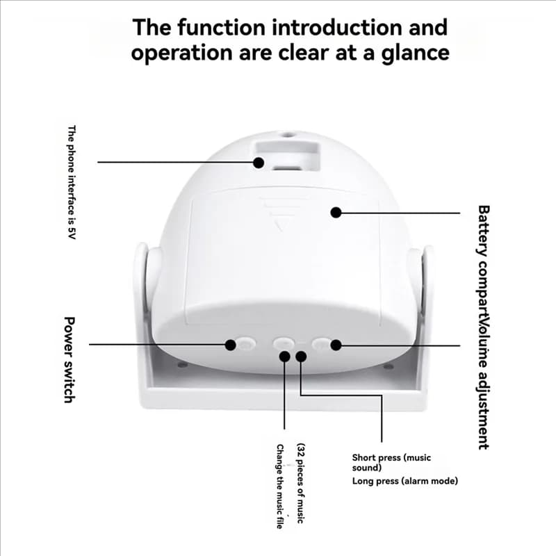 【T07A】Sensore di movimento wireless PIR Guest Carillon Ingresso allarme porta per negozio Azienda Protezione di sicurezza Campanello di allarme