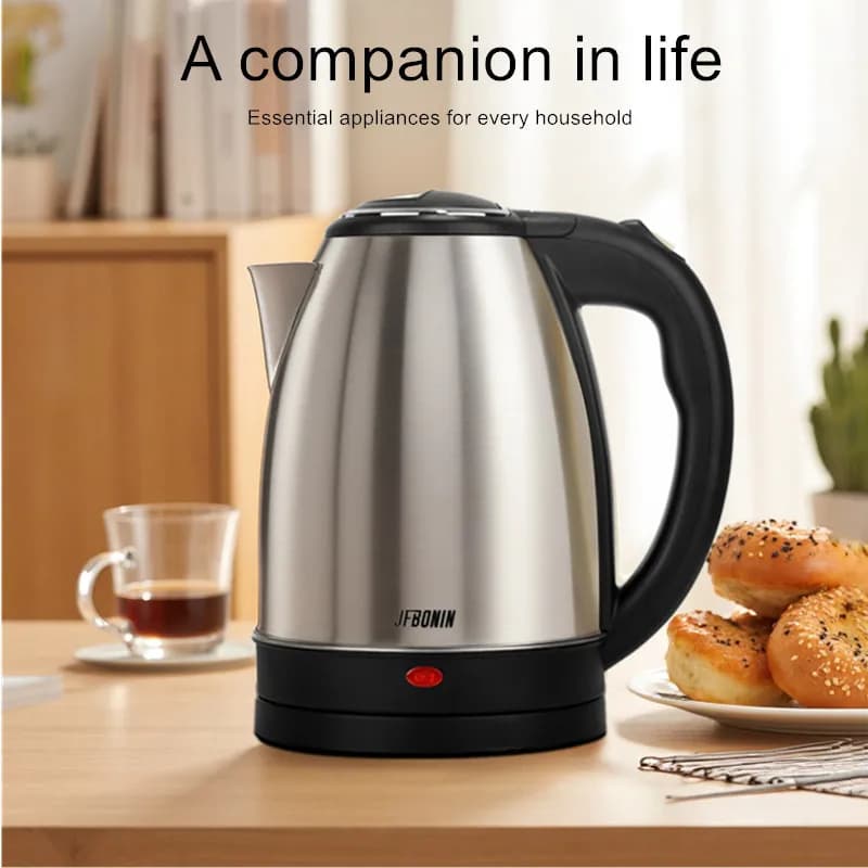 JFBONIN Bollitore elettrico in acciaio inossidabile 1.8L 220V Base argento nera Separazione Desion Resistente alla ruggine Durevole per i viaggi a casa