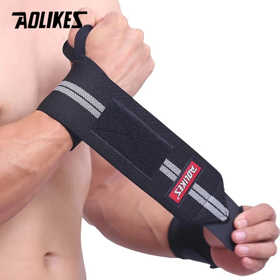 AOLIKES 1 paio di polsini Supporto per il polso Sollevamento pesi Allenamento in palestra Supporto per il polso Cinghie per tutore Avvolge Crossfit Powerlifting