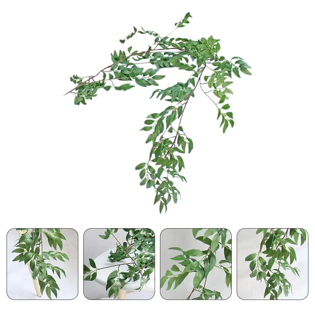 1Pcs Simulated Willow Leaf Rattan Decor Suspended Ceiling Wedding Party Home Wall Hanging Imitated Green Vine Artificial Plant