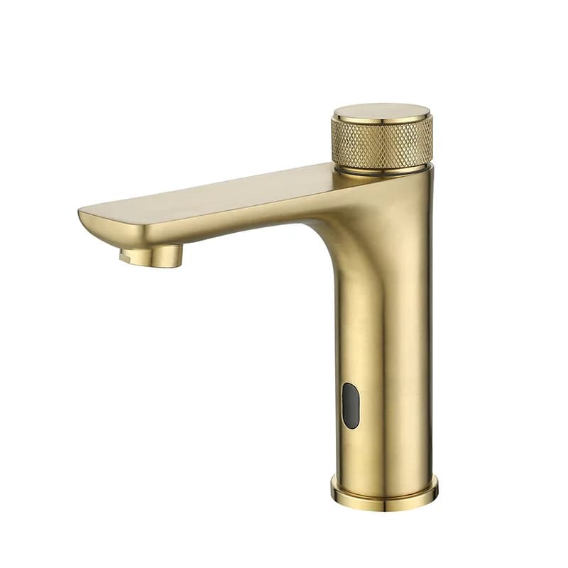Brushed Gold Automatic Sensor Bathroom Sink Faucet Solid Brass Touchless Infrared Motion Sensor Wash Basin Tap Single Hole Cold