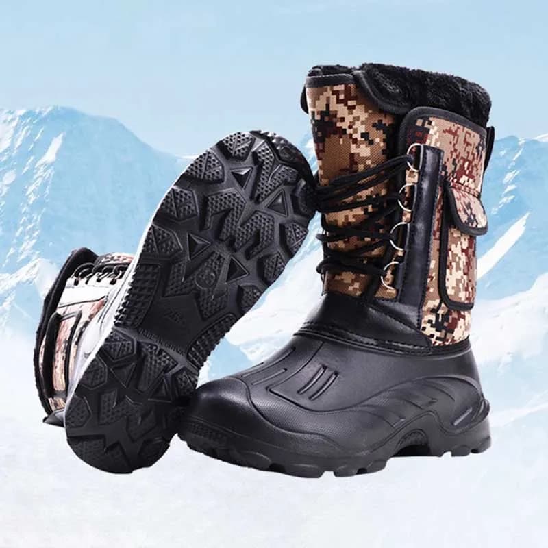 Scarpe da pesca sul ghiaccio impermeabili, stivali da neve, stivali da pesca su roccia antiscivolo, stivali da trekking da caccia in peluche ispessito per esterni