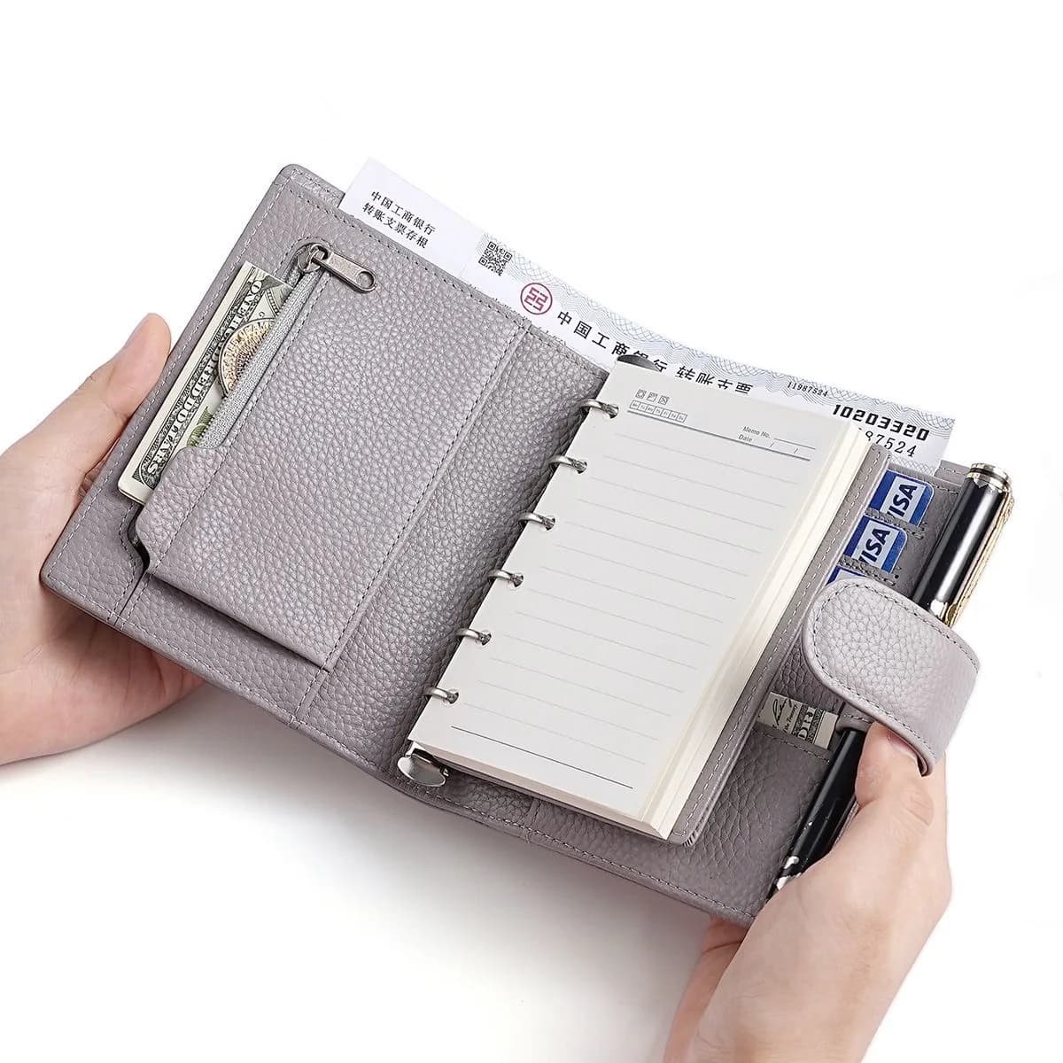 Yiwi Pocket Size Anelli Planner Genuino in pelle di grano di ciottoli A7 Notebook Agenda Organizzatore Diario Sketchbook