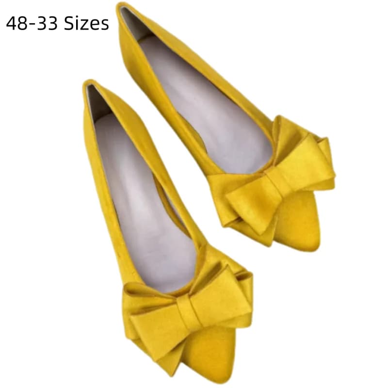 Donna Punta a punta Bocca stretta Bowtie Flock Plus 33-48 Slip-On Scarpe singole da donna traspiranti su appartamenti Mocassino basso Cenerentola