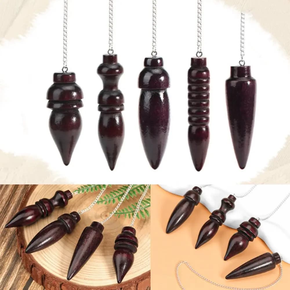 Pendolo Portatile in Legno Naturale, Amuleto per Rabdomanzia e Reiki, Ciondolo con Catena per Guarigione Spirituale