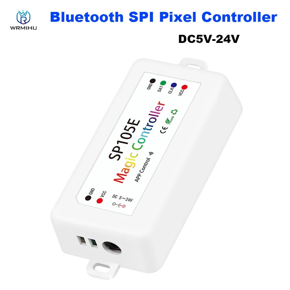 SP105E Controller SPI Compatibile con Bluetooth DC5-24V 2048 Pixel Per WS2812 2811 SK6812 3Pin 4Pin Indirizzabile Striscia LED APP RGB