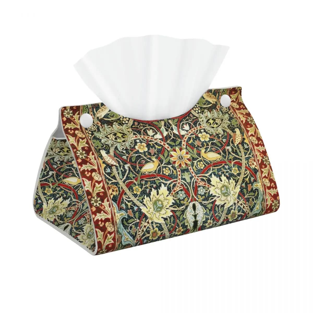 Custom William Morris Bullerswood antico tappeto stampa scatola di fazzoletti copertura in pelle PU rettangolare porta fazzoletti per il viso per wc