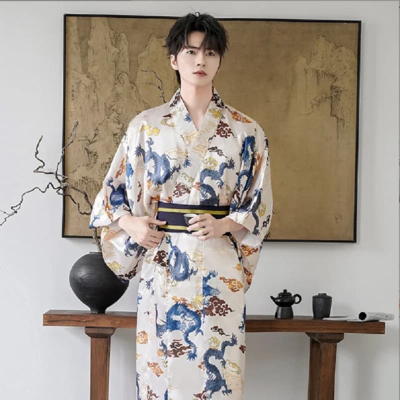 2026 New Fashion Chinese Style Men's Dress Long Satin Dress High quality Pigiama loose and comfortable Bathrobe for home Sleeping glasses