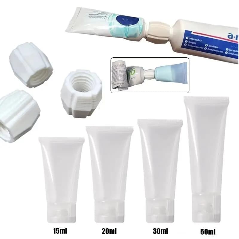 Travel Squeeze Bottles 3Pcs Kit with Toothpaste Squeezer Adapters No-Spill Refillable Tube Rollers for Outdoor Camping Hiking