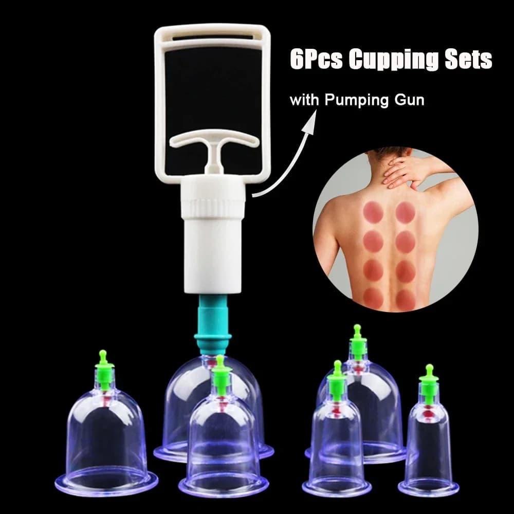 12Pcs Vacuum Cupping Set with Pumping Gun Suction Cups for Back Massage Body Cupping Detox Anti-Cellulite Health Care Jars