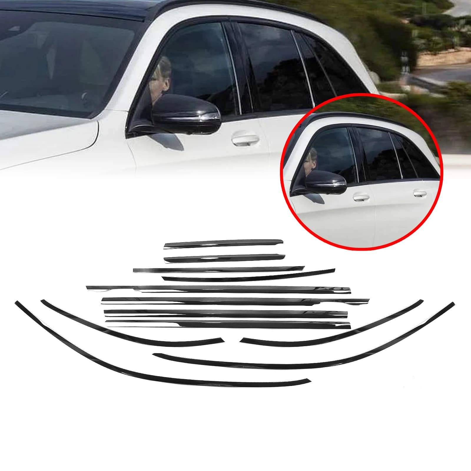 Exterior Window Frame Trim Strip Gloss Black Seal Molding Weatherstrip Styling For Mercedes Benz X253 GLC Class SUV 2016-2022