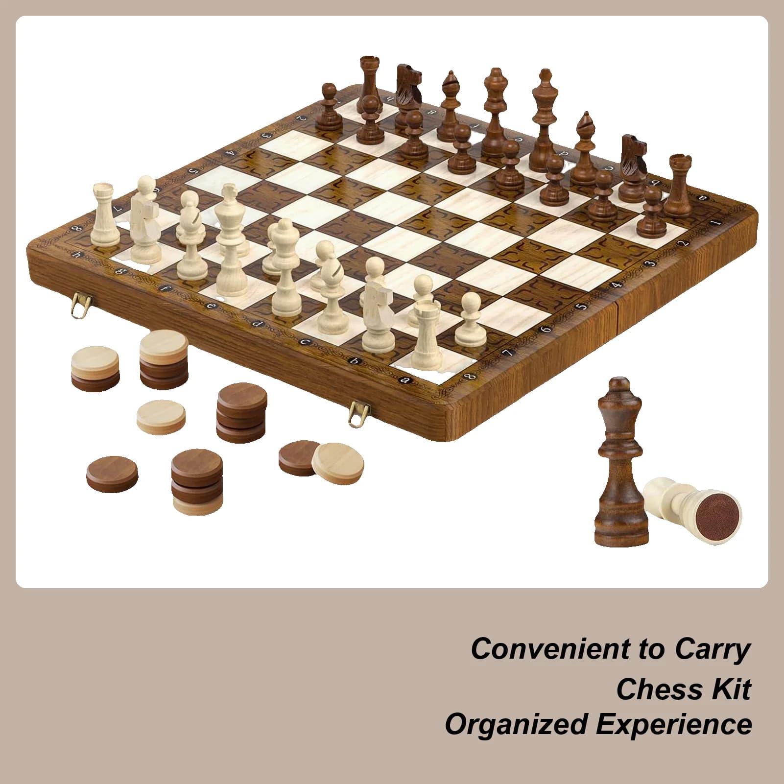 Chess Board Folding Design Magnetic Wooden Chess Set Travel Toys for Classroom Waiting Room Car Trip Home Outdoor Park Coffee