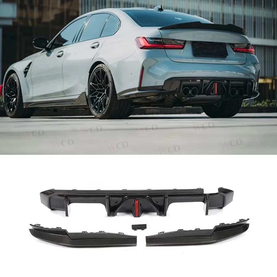 Diffusore posteriore in fibra di carbonio a secco con luce a LED per G80 G82 G83 M3 M4 2021+ Diffusore paraurti posteriore Lip Splitter Car Bodykit