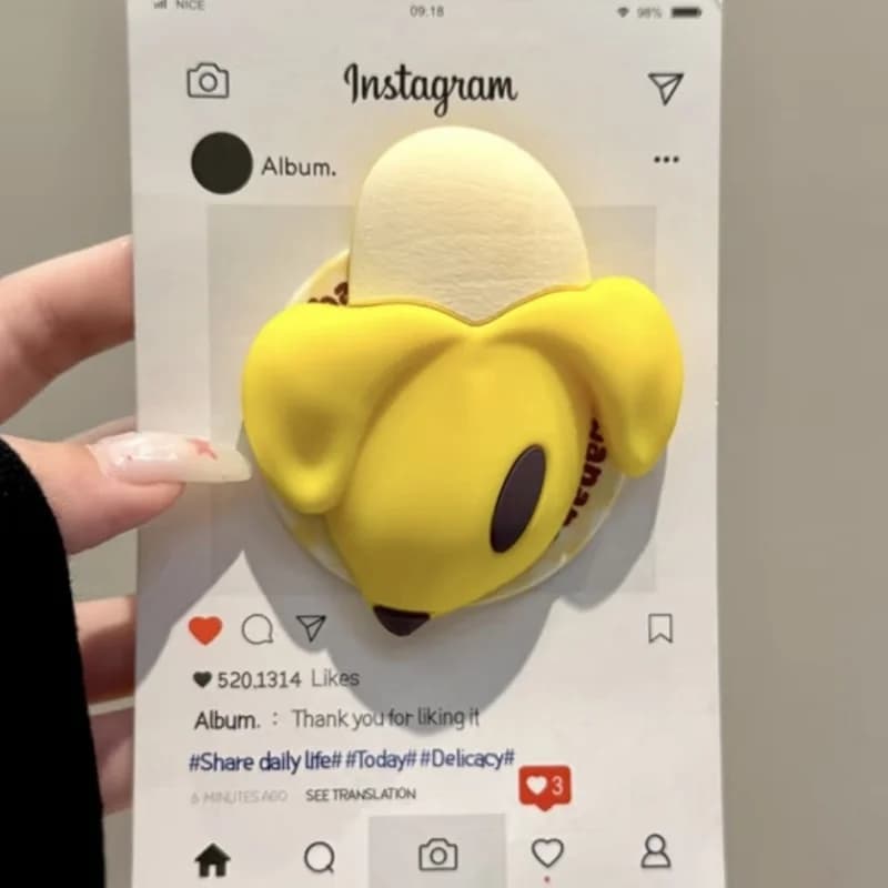 Cartoon 3D Banana per Magsafe Griptok Supporto per telefono Anello per dito Supporto per iPhone 15 16 Custodia di ricarica wireless pieghevole