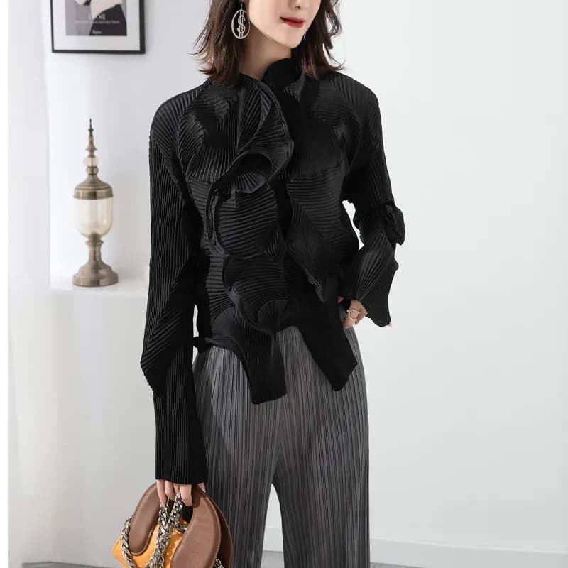 YUDX Miyake Pleated Top Women's 2025 Spring New Handmade Flower Buds Irregularly Twisted Casual Temperament Coat Women Jacket