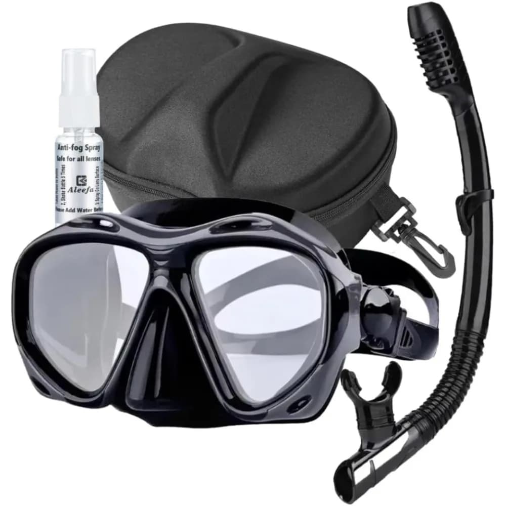 Underwater mask for hypermetropia (+2.0 to +5.0)- forward-looking with tempered glass anti-fog + snorkeling tube, equipment for men and women,