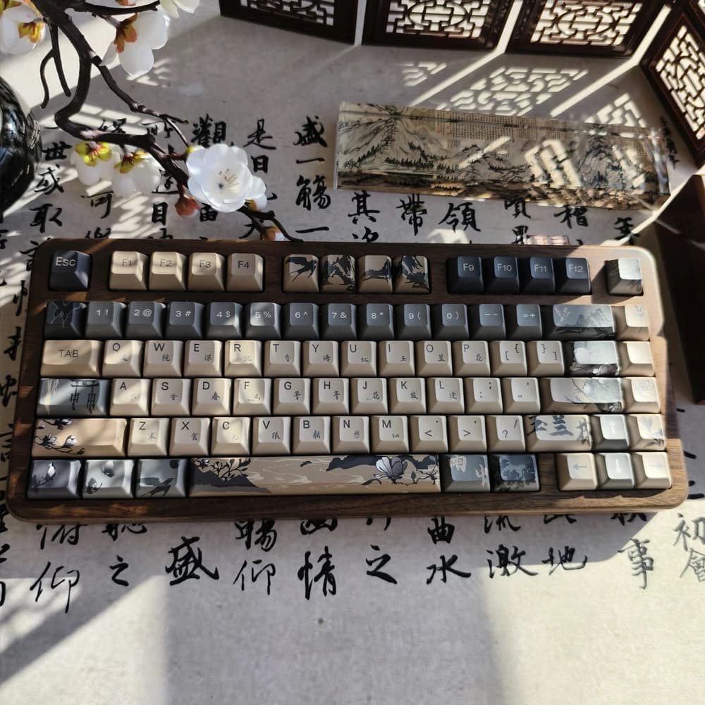 142 keys Magnolia Flower Keycaps Set KCA/Cherry Profille Keycap PBT Dye Sub Keycap for mechanical keyboard ISO Enter