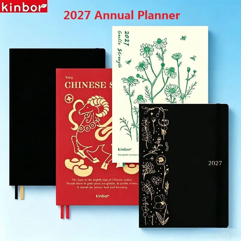 Kinbor 2027 Annual Planner A5/ A6 Agenda Notebook Planners Handbooks Note Taking Book School Diaries Monthly Weekly Daily