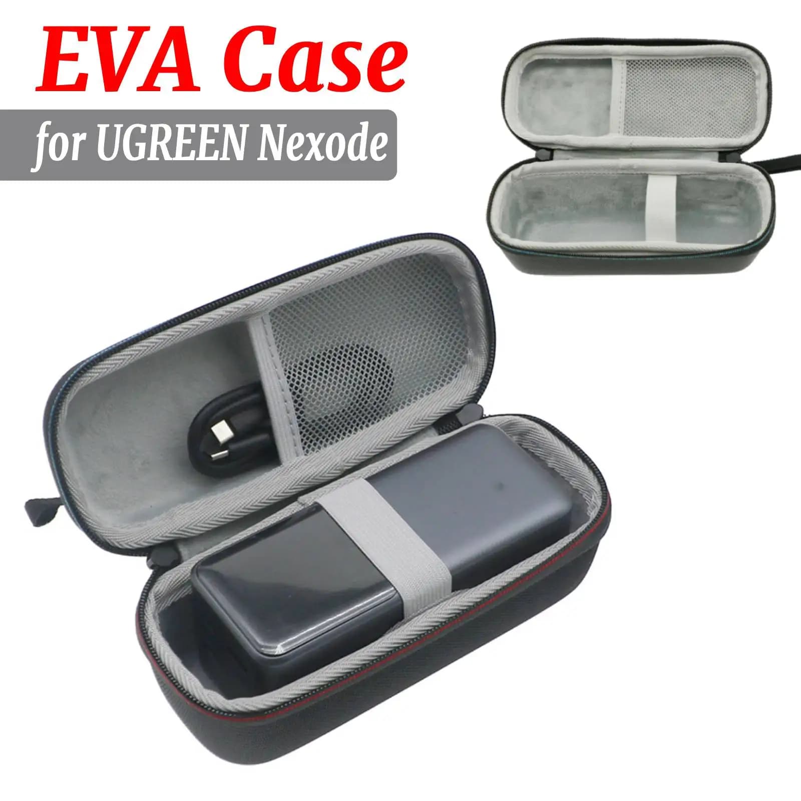 Protective Travel Storage Box for UGREEN Nexode Power Bank 20000mAh 130W Protective Case with Handle and Inner Mesh Pocket