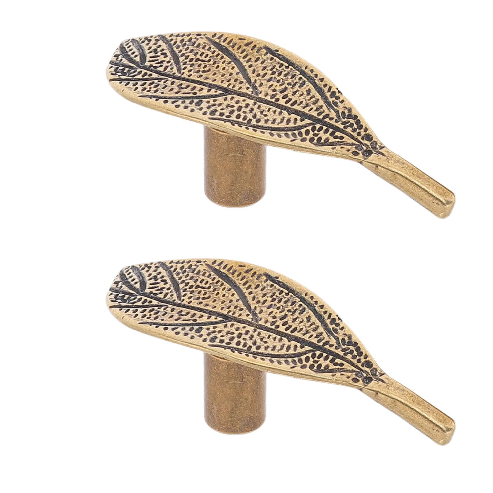 2 Pezzi Maniglie a Foglia in Ottone per Cassetti e Armadi, Stile Vintage, Maniglie a Foro Singolo per Mobili e Cucina