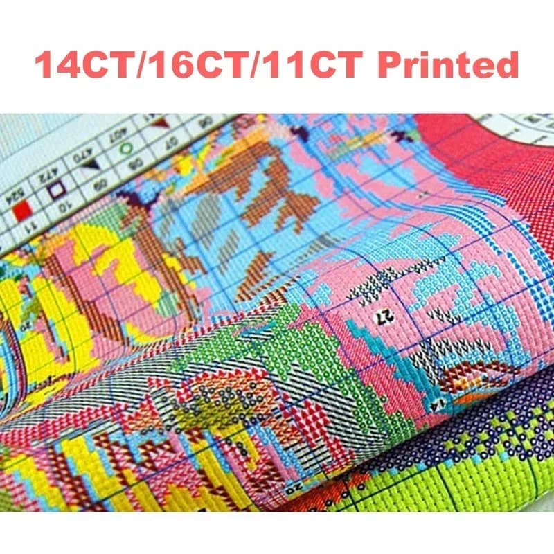 Accessori per punto croce Filo colorato Aida 14CT 16CT 11CT HD Tessuto stampato Tela bianca Disegni per ricamo Kit di strumenti per cucire
