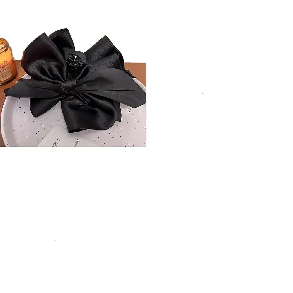 2Pcs Cloth and Plastic Claw Hair Clips Bowknot Hair Accessories for Women Girls Black 130mm