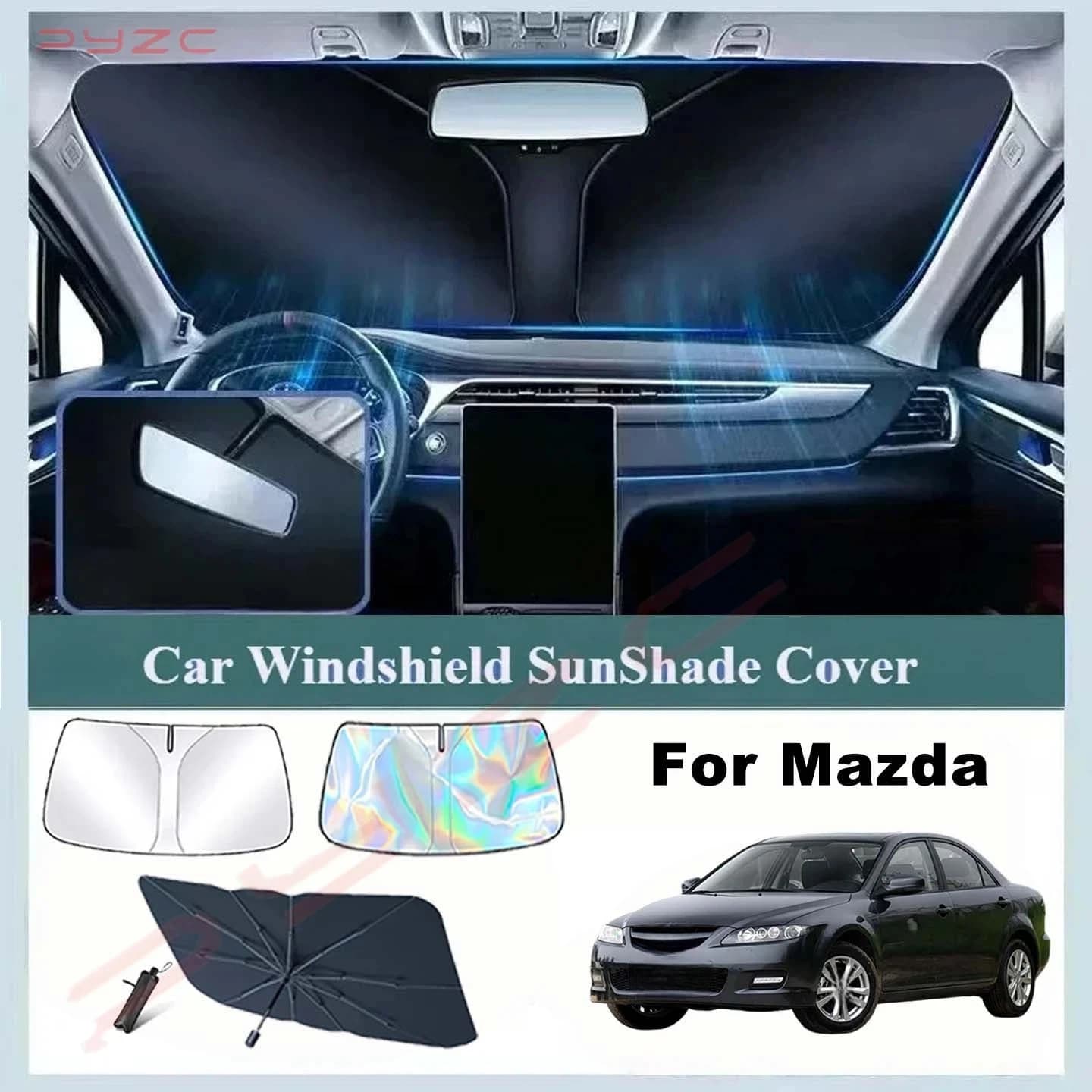 Windshield Sun Shade for Mazda 6 2014-2024 for Mazda6 Accessories Sunshade Foldable Window Sun Visor Protector Blocks UV Rays