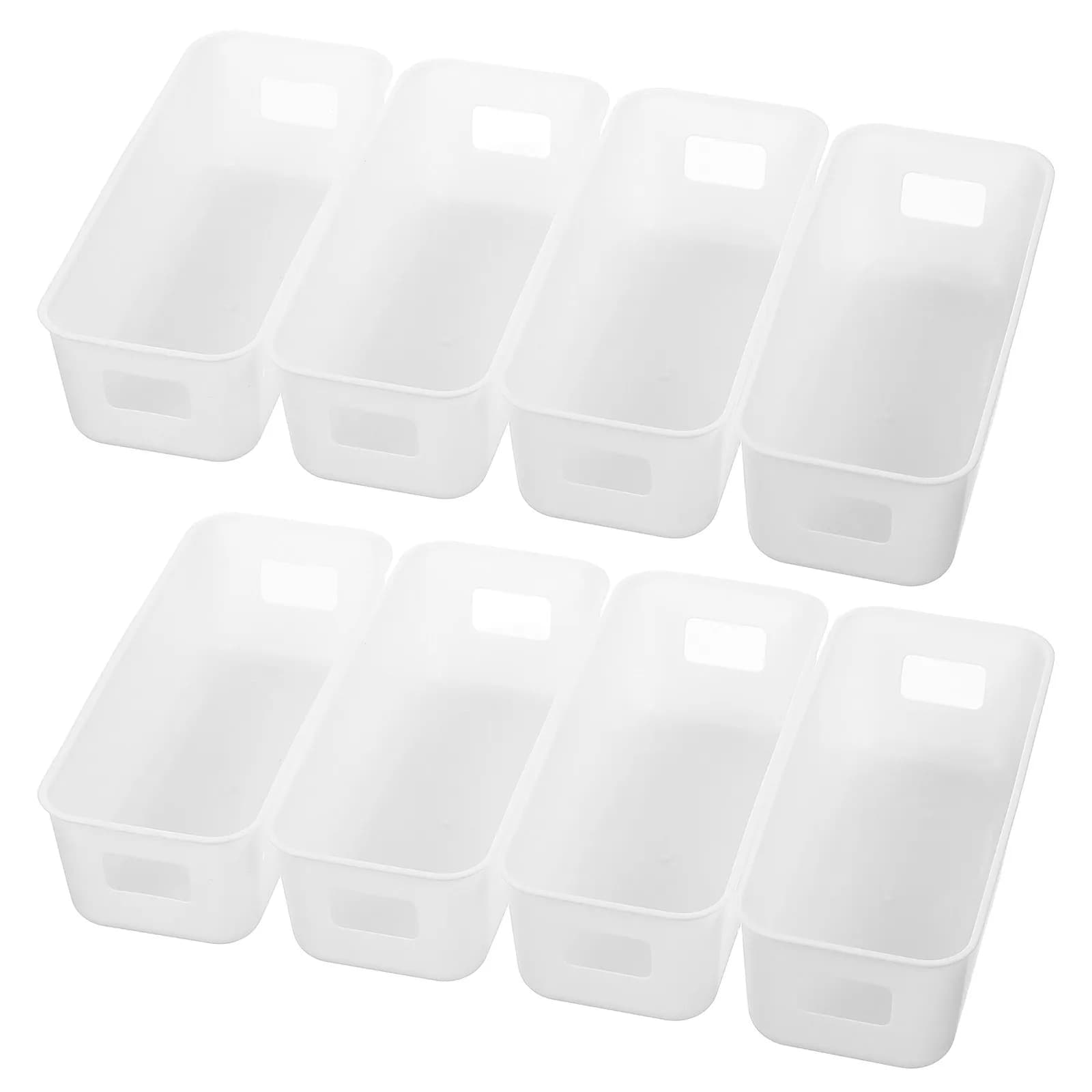 Set di 8 Contenitori Rettangolari Salvaspazio in Plastica per Organizzare Cucina, Dispensa, Bagno, Sotto il Lavandino, Scrivania, Armadio