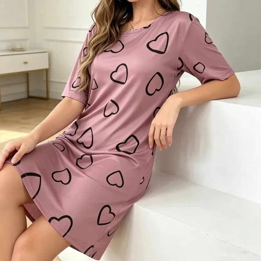 Women Pajamas Valentine Day Heart Pattern Can Be Weared Casual And Comfortable Women Pajamas Summer Sleepwear For Sleeping dres
