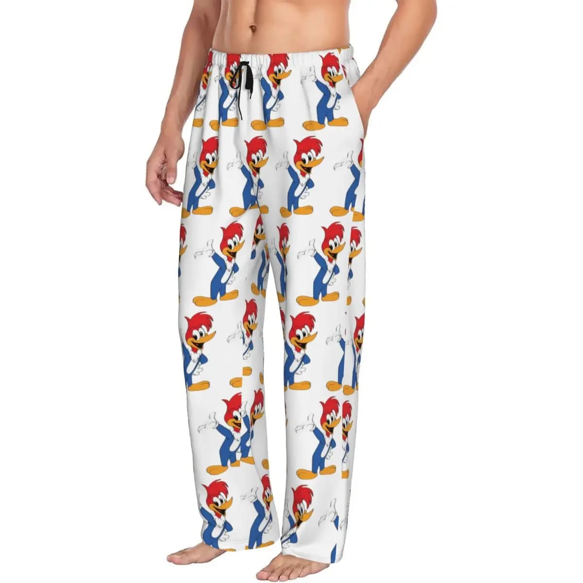 Pantaloni da pigiama da uomo Woody Woodpecker personalizzati Pantaloni da notte per dormire con tasche