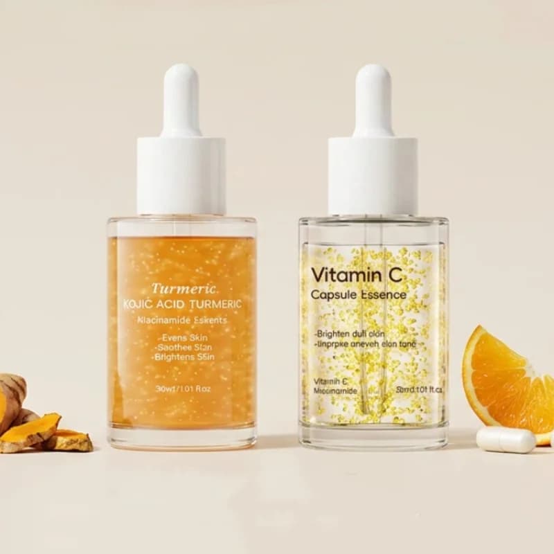 Turmeric Vitamin C Facial Serum 30ml Niacinamide Brighten Plump Skin Soothing Smooth Moisture Capsule Essence Korean Skincare