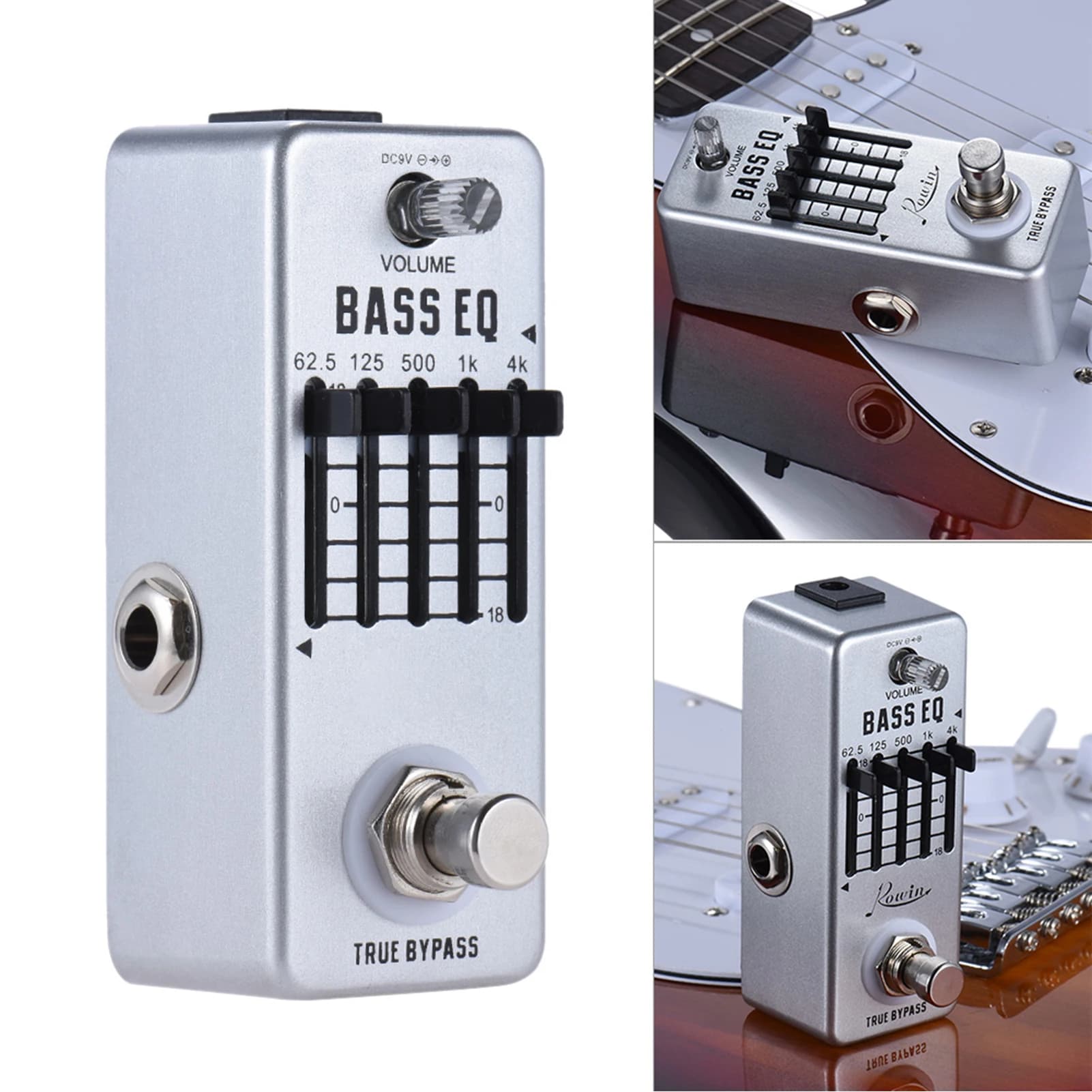 Accessori per strumenti Rowin Pedale effetto equalizzatore per basso EQ a 5 bande Corpo in lega di alluminio True Bypass
