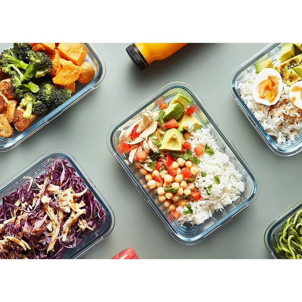 Set di 10 Contenitori in Vetro per Alimenti con Coperchi, MCIRCO Contenitori per Conservazione Cibo con Chiusura Ermetica a Scatto