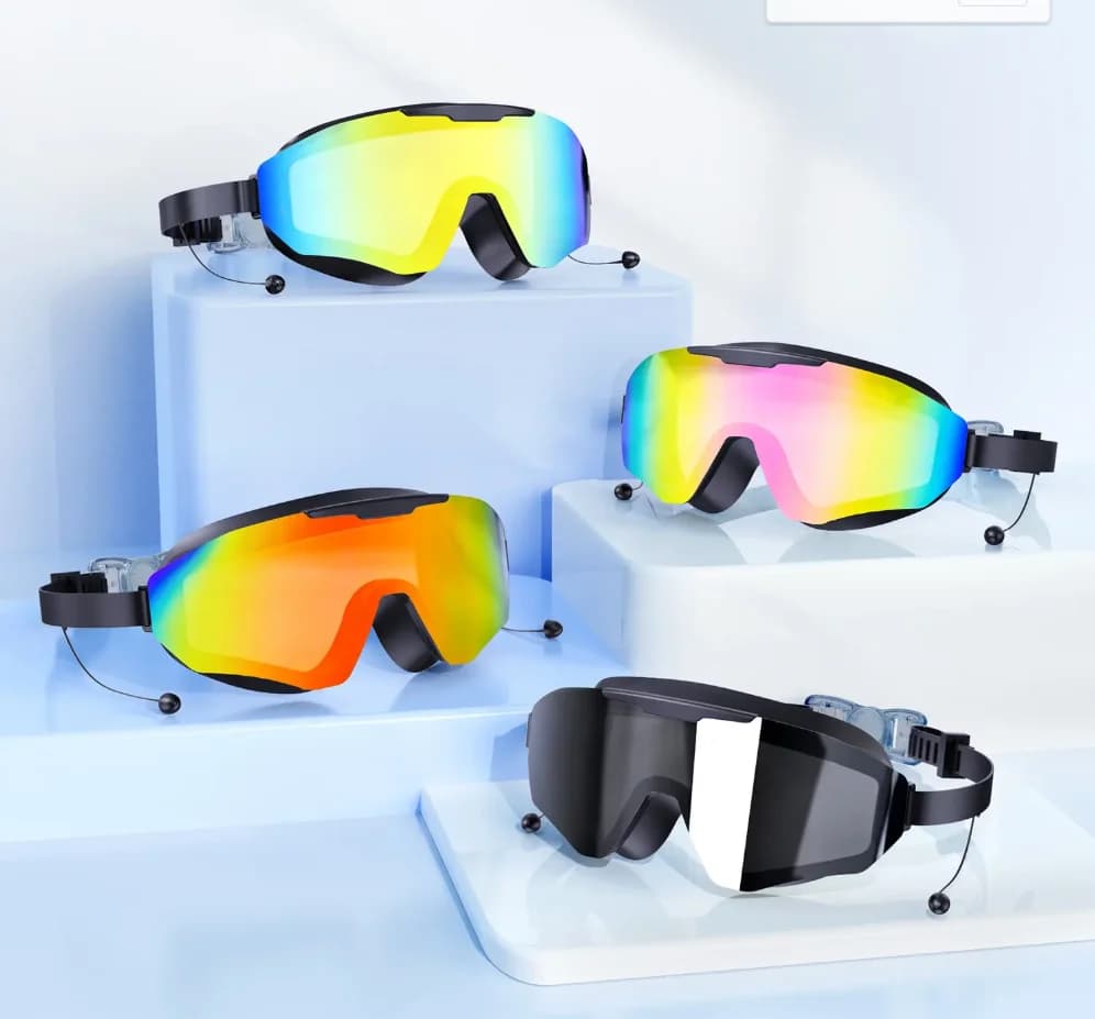 Occhialini da nuoto impermeabili, antiappannamento, ad alta definizione, con rivestimento, anti-UV, con montatura grande