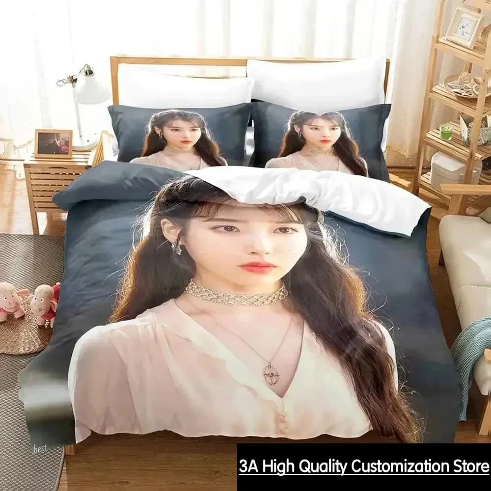 Stampa 3D Cantante IU I Ji Eun Set biancheria da letto Copripiumino Set letto Copripiumino Federa Trapunte King Queen Size Ragazzi Biancheria da letto per adulti
