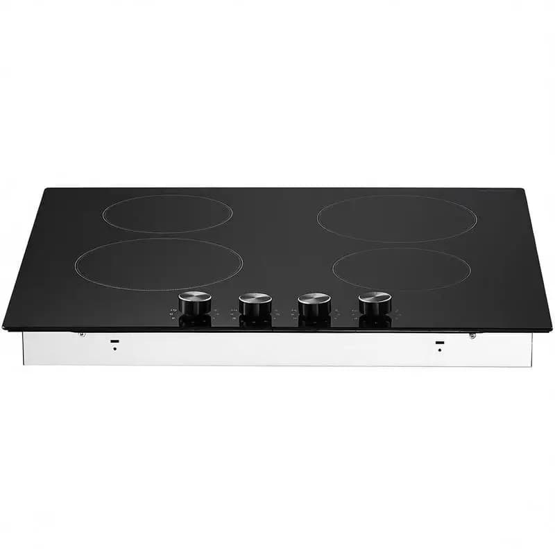 Ceramic Radiant Stove 24 Inch For Kitchen Home Apartment, 6000W 4 Burners Glass Panel Knob Control 11 Heat Levels 220-240V Hard Wire