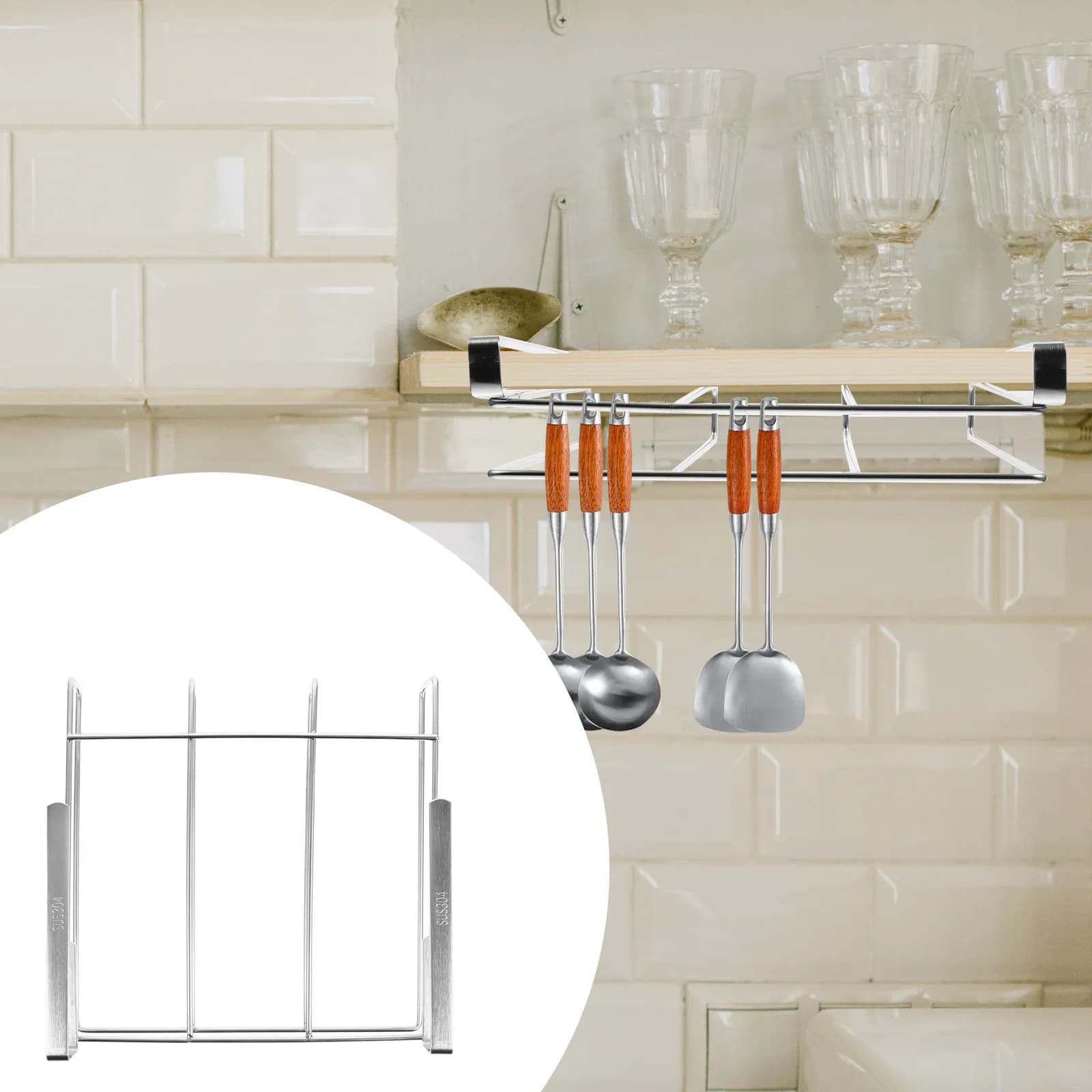 Stainless Steel Punching-Free Cutting Board Holder Exquisite Craftsmanship Kitchen Hanging Rack Storage Organizer for Kitchen