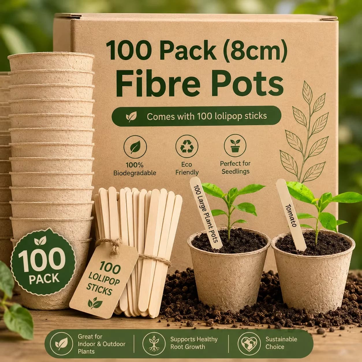 100Pcs Pulp Seedling Pot, Seed Germination Pot, Degradable Seedling Pot, Cultivation Flower Pot Garden Planting Tools